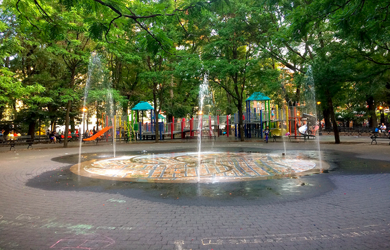 image of water playground in a park